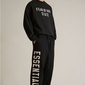 Fear of God Black Sweatpants with White Lettering